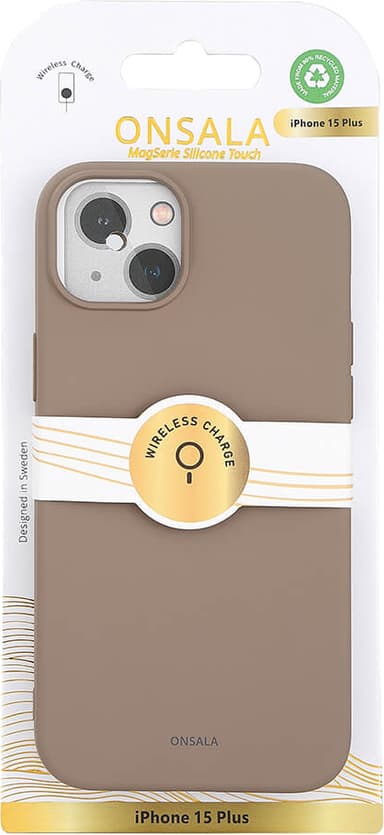 Onsala iPhone 15 Plus silikonskal (beige)