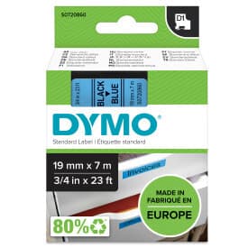 DYMO D1 märktejp standard 19mm, svart på blått, 7m rulle (45806)