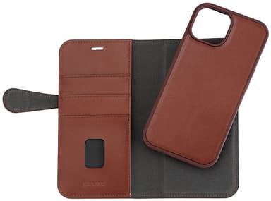 Buffalo iPhone 15 2-i-1 Leather MagSeries plånboksfodral (brunt)
