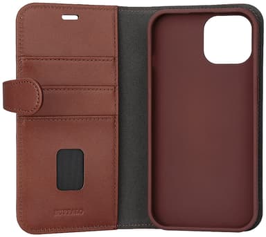 Buffalo iPhone 15 2-i-1 Leather MagSeries plånboksfodral (brunt)