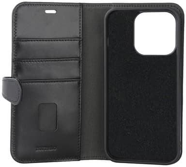 Buffalo iPhone 15 Pro 2-i-1 Leather MagSeries plånboksfodral (svart)