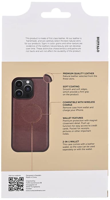 Buffalo iPhone 15 Pro Max 2-i-1 Leather MagSeries plånboksfodral (brunt)