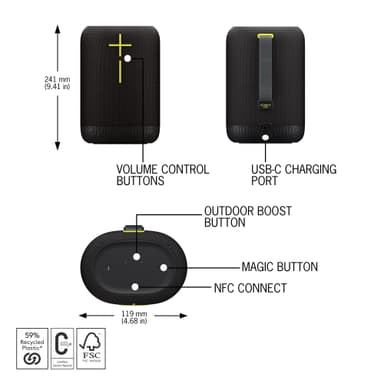 Ultimate Ears EPICBOOM portabel trådlös högtalare (charcoal black)
