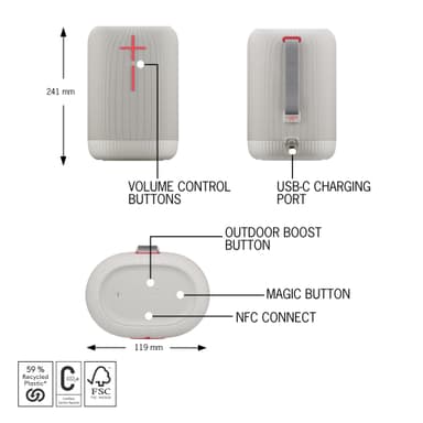 Ultimate Ears EPICBOOM portabel trådlös högtalare (cotton white)