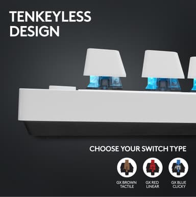 Logitech G PRO X TKL Lightspeed Tactile trådlöst tangentbord (vit)