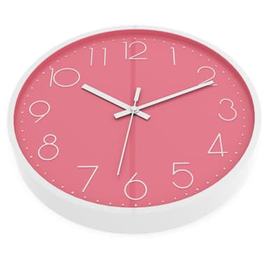 Väggklocka i30,5 cm diameter Klocka (vit - rosa)