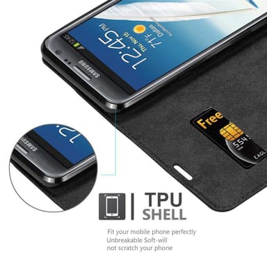 Skal Samsung Galaxy NOTE 2 Plånboksfodral (Svart)