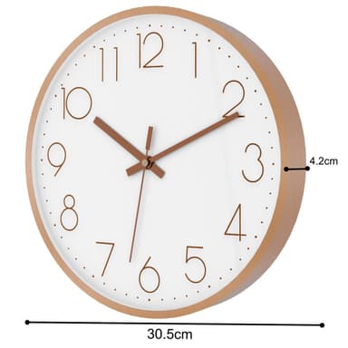 Väggklocka i30,5 cm diameter Klocka (rosé guld - vit)