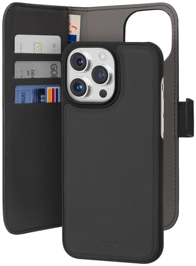 Puro 2in1 iPhone 15 Pro Max plånboksfodral (svart)