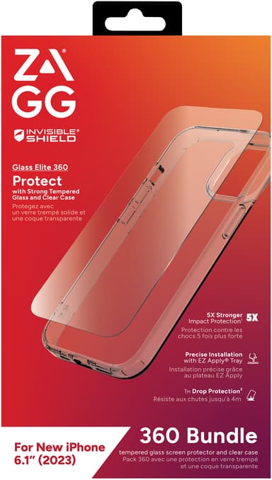 Zagg iPhone 15 Glass Elite 360 fodralpaket (klart)