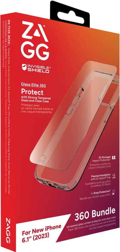 Zagg iPhone 15 Glass Elite 360 fodralpaket (klart)
