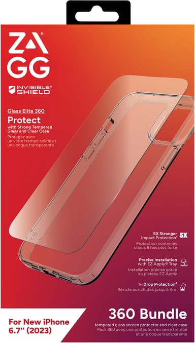 Zagg iPhone 15 Plus Glass Elite 360 fodralpaket (klart)