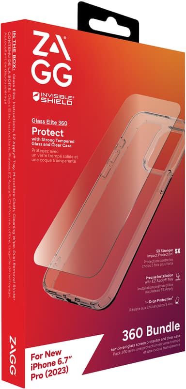 Zagg iPhone 15 Pro Max Glass Elite 360 fodralpaket (klart)