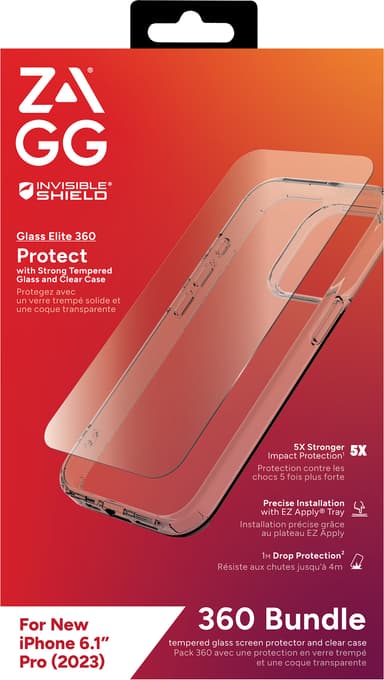 Zagg iPhone 15 Pro Glass Elite 360 fodralpaket (klart)