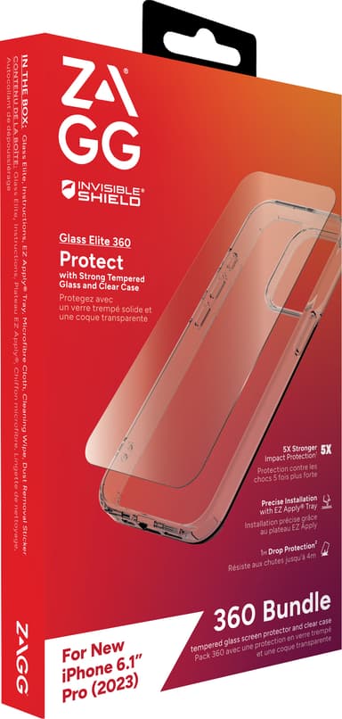 Zagg iPhone 15 Pro Glass Elite 360 fodralpaket (klart)