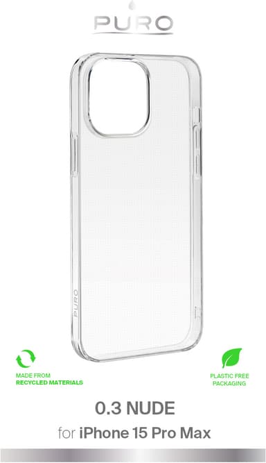 Puro 0.3 Nude iPhone 15 Pro Max fodral (transparent)