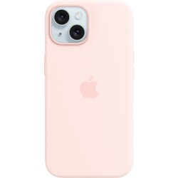 iPhone 15 silikonfodral med MagSafe (ljusrosa)