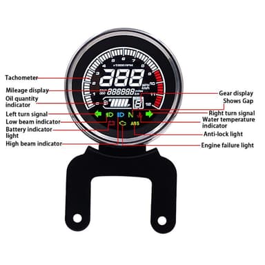 WUPP CS-782A1 LCD Digital Hastighetsmätare Motorcykel Varvräknare Vägmätare Bränslemätare Olja