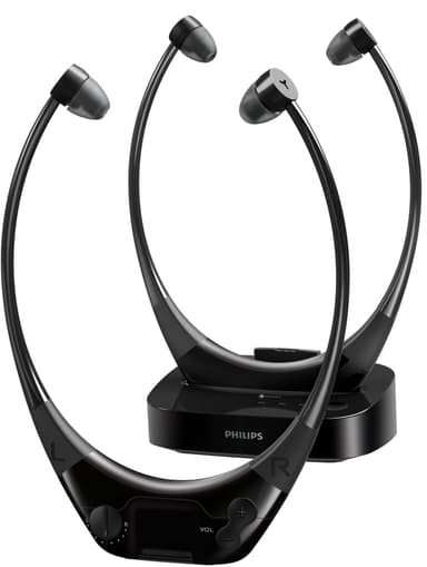 Philips trådlösa AudioBoost TV Hörlurar in-ear (tvåpack