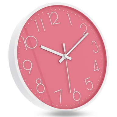 Väggklocka i30,5 cm diameter Klocka (vit - rosa)