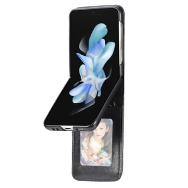 SKALO Samsung Z Flip5 PU Läder Flip Skal med Korthållare/Plånbok - Svart