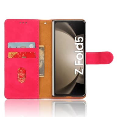 SKALO Samsung Z Fold5 Plånboksfodral i PU-Läder - Cerise