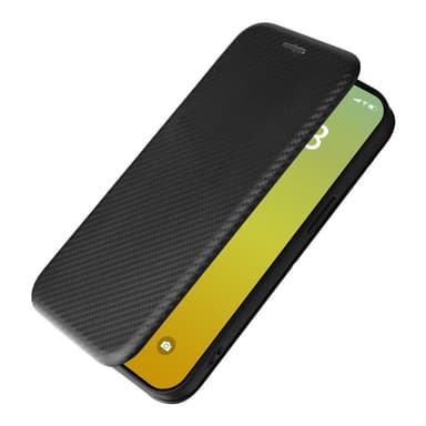 SKALO iPhone 15 Carbon Fiber Plånboksfodral - Svart