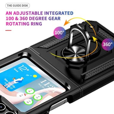 SKALO Samsung Z Flip5 Armor Hybrid Metallring skal - Svart