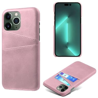 SKALO iPhone 15 Pro PU-Läder Korthållare Skal - Roséguld