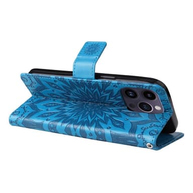 SKALO iPhone 15 Pro Max Mandala Plånboksfodral - Blå