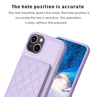 SKALO iPhone 15 Quiltat Skal med Plånbok - Lila
