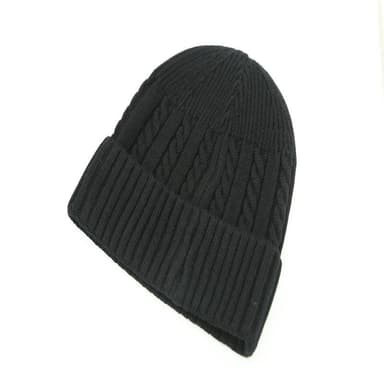 Stickad mössa, unisex beanie - Svart