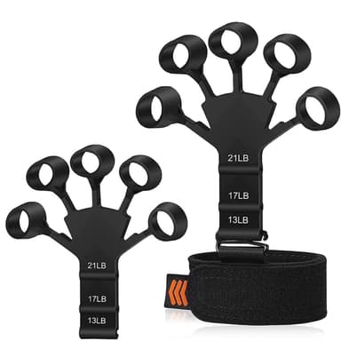 Fingertränare med 3 olika motstånd 2-pack Svart M