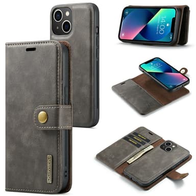 DG MING iPhone 15 2-i-1 Magnet Plånboksfodral - Grå