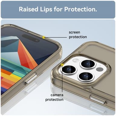 SKALO iPhone 15 Pro Transparent TPU Metalknappar Skal - Grå