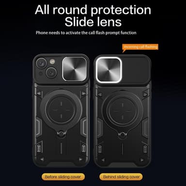 SKALO iPhone 15 Armor Hybrid Magnetring Kameraslider - Blå