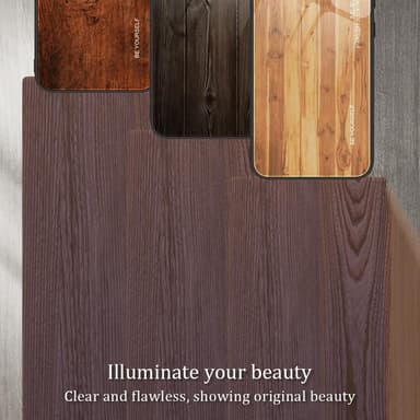 SKALO iPhone 15 Pro Max Wood Härdat Glas TPU-skal - Grå