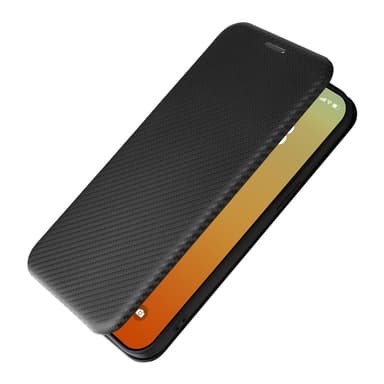 SKALO iPhone 15 Pro Carbon Fiber Plånboksfodral - Svart