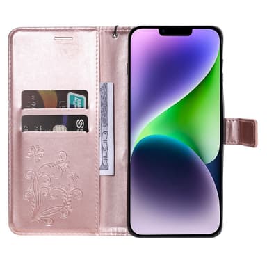SKALO iPhone 15 Plus Mandala Butterfly Plånboksfodral - Roséguld