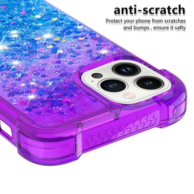SKALO iPhone 15 Pro Max Kvicksand Glitter Hjärtan TPU-skal - Lila-Blå