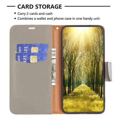 SKALO iPhone 15 Pro Max Litchi Plånboksfodral - Grå
