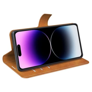 SKALO iPhone 15 Pro Max Plånboksfodral i PU-Läder - Ljusbrun