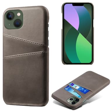 SKALO iPhone 15 PU-Läder Korthållare Skal - Grå