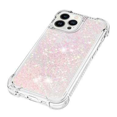 SKALO iPhone 15 Pro Kvicksand Glitter Hjärtan TPU-skal - Rosa