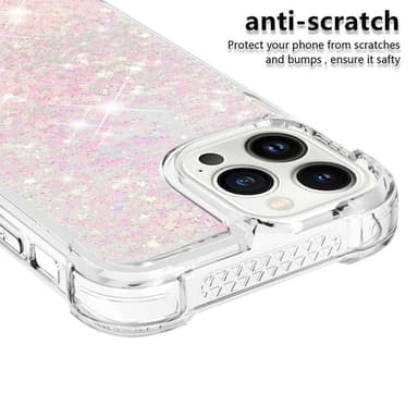 SKALO iPhone 15 Pro Kvicksand Glitter Hjärtan TPU-skal - Rosa