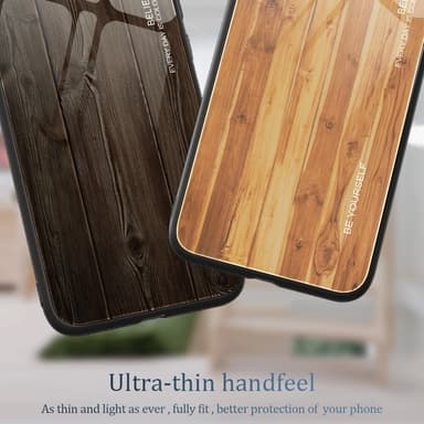 SKALO iPhone 15 Pro Max Wood Härdat Glas TPU-skal - Vinröd
