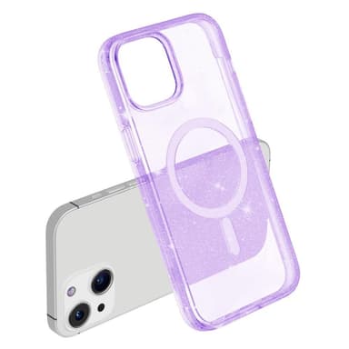 SKALO iPhone 15 Glitter Magnetring TPU Skal - Lila