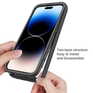 SKALO iPhone 15 Pro Max Shockproof Clear Hybrid Skal + Skärmskydd - Svart