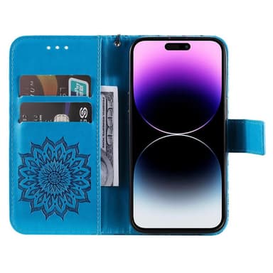SKALO iPhone 15 Pro Max Mandala Plånboksfodral - Blå