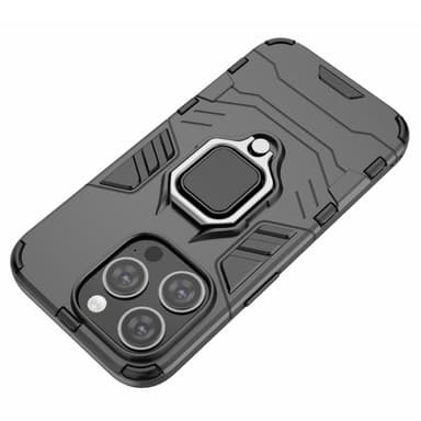 SKALO iPhone 15 Pro Max Armor Hybrid Metallring skal - Svart